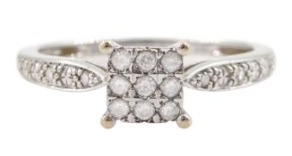 9ct white gold pave set diamond ring