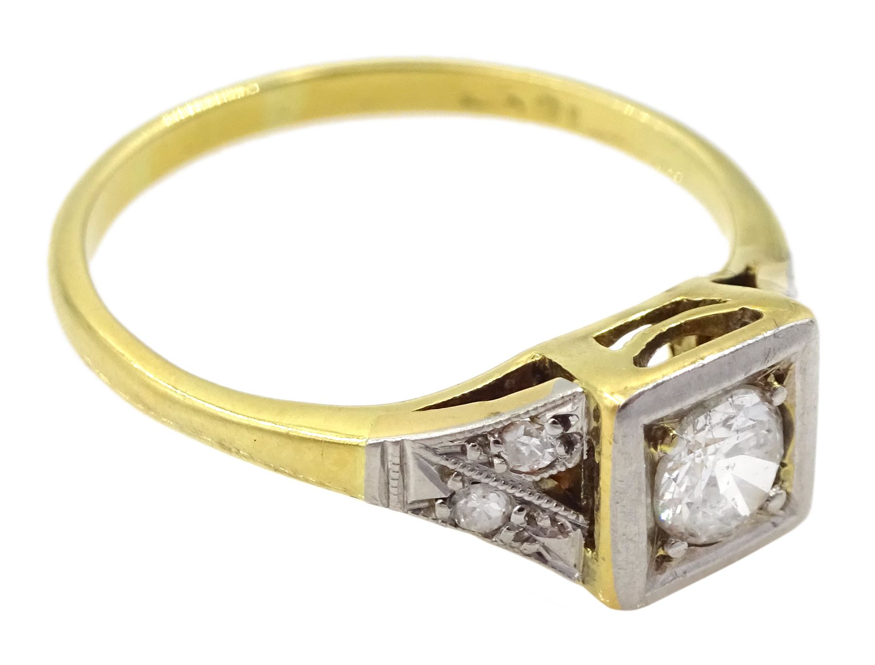 Early-mid 20th century 18ct gold single stone old cut diamond ring - Image 3 of 4