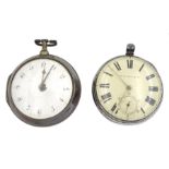 George III silver pair cased verge fusee pocket watch by W E Carter
