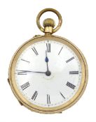 Early 20th century 14ct gold open face keyless cylinder fob watch