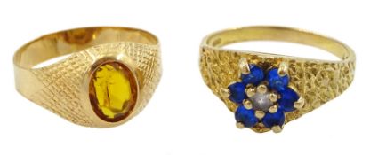 18ct gold yellow stone set ring