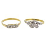 18ct gold three stone diamond crossover ring