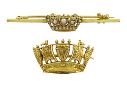 Early 20th century gold naval crown brooch