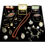 Victorian and later jewellery including coral bead necklace