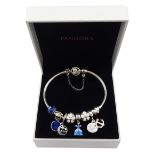 Pandora Moments flower clasp silver bracelet with Disney Cinderella charm