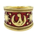 Elizabeth Gage 18ct gold and red enamel Virgo zodiac ring