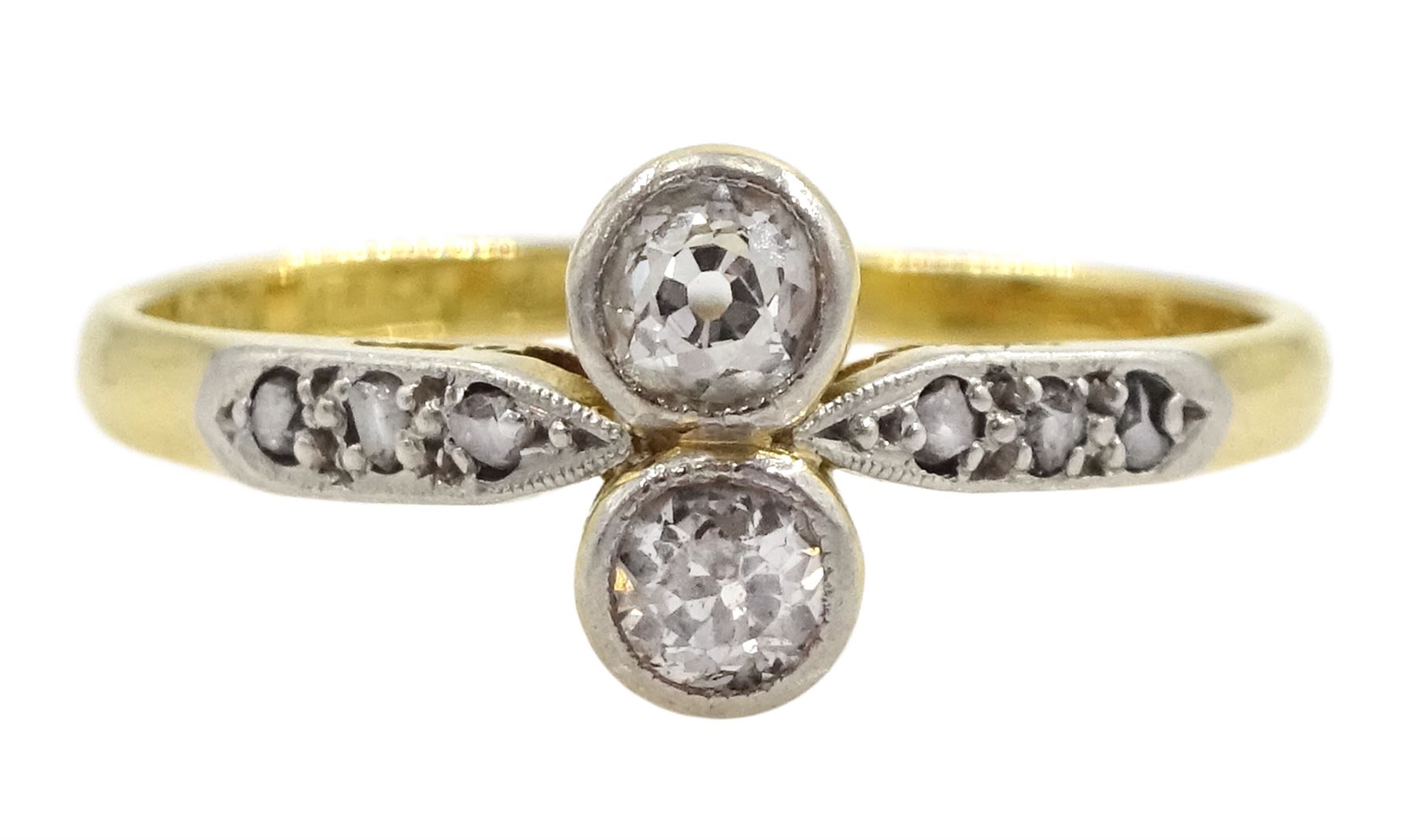 Early 20th century gold two stone old cut diamond ring