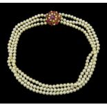 Three strand cultured pearl