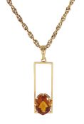 9ct gold oval citrine pendant necklace