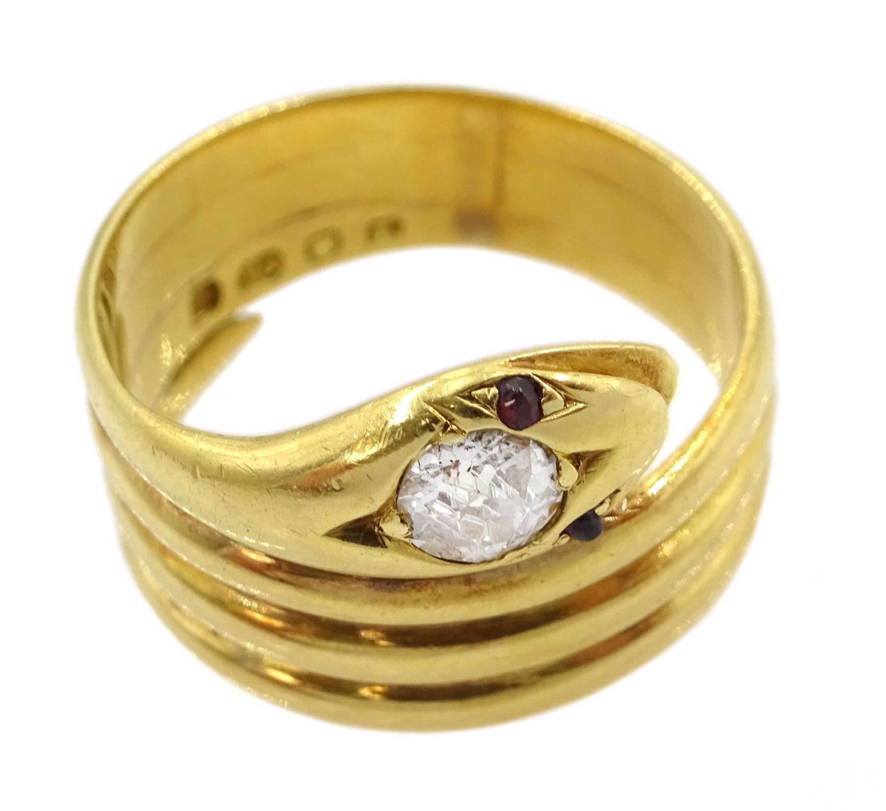 Victorian 18ct gold coiled snake ring - Image 4 of 7