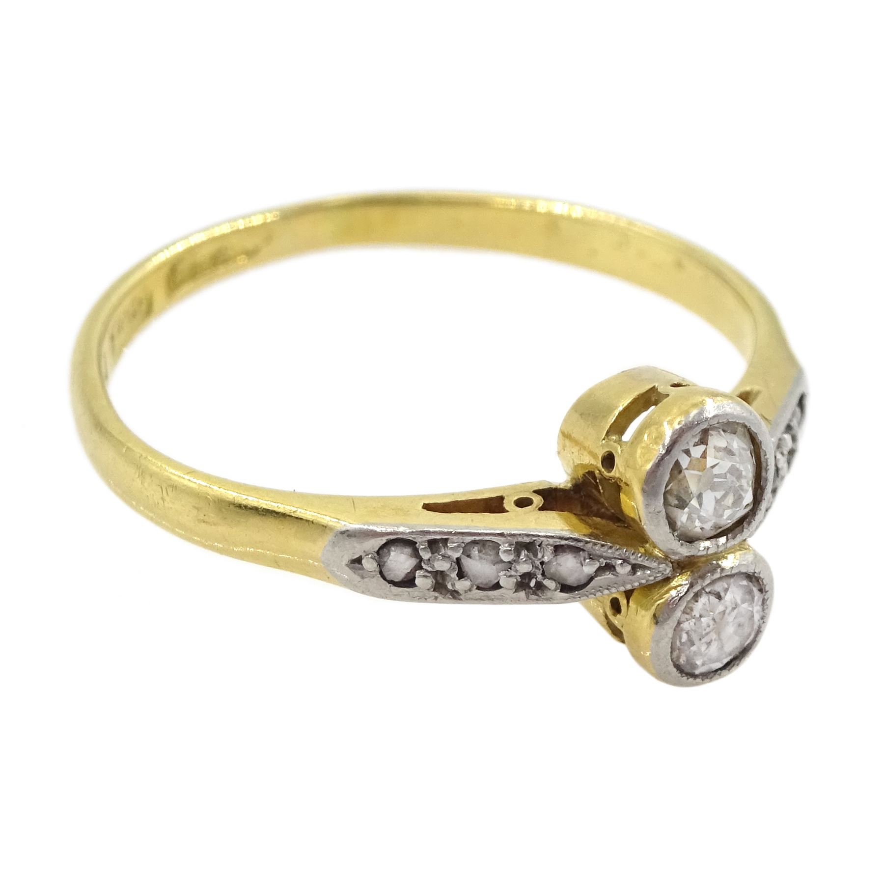 Early 20th century gold two stone old cut diamond ring - Image 3 of 4