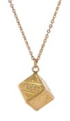 Early 20th century cube pendant necklace