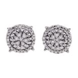 Pair of 9ct white gold diamond cluster stud earrings