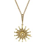 Edwardian 15ct gold seed pearl pendant/brooch