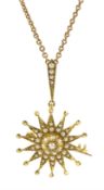 Edwardian 15ct gold seed pearl pendant/brooch