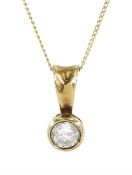 9ct gold bezel set single stone round brilliant cut diamond pendant