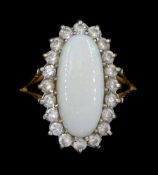 9ct gold opal and cubic zirconia cluster ring