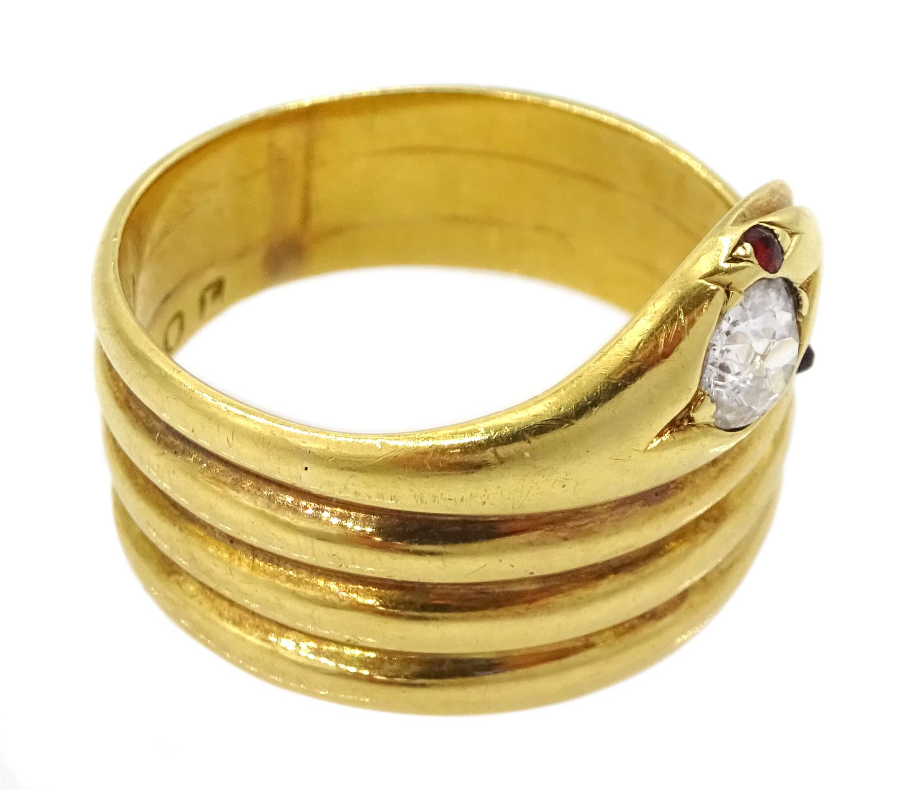 Victorian 18ct gold coiled snake ring - Image 3 of 7
