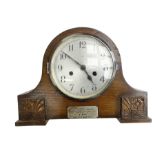 1930s Enfield striking mantle clock in an oak case
