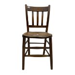 Set of fourteen elm and beech Sunday School or chapel chairs