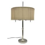 Chrome candelabra style table lamp with shade