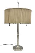 Chrome candelabra style table lamp with shade