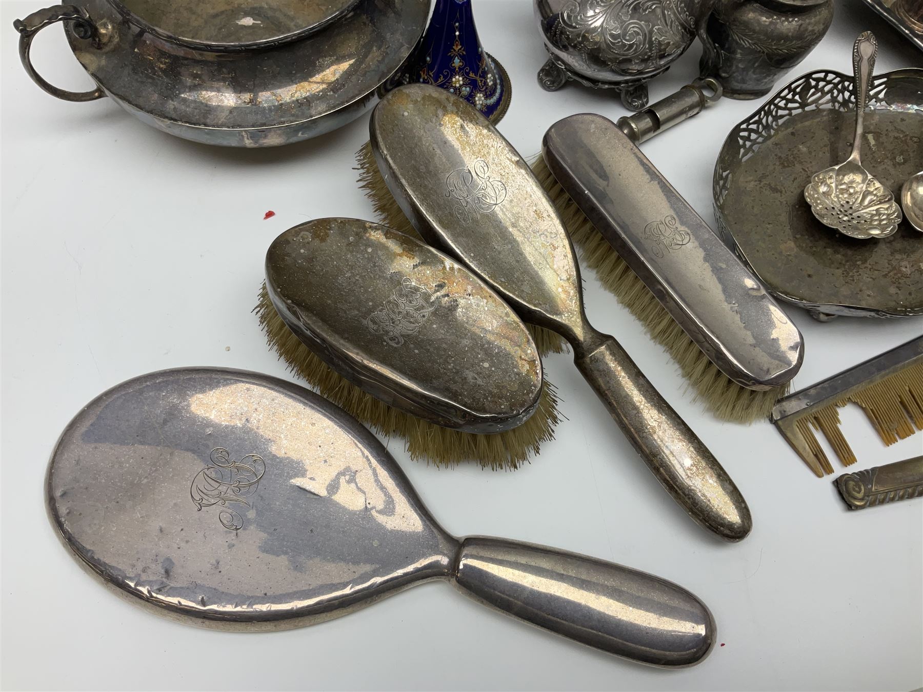 1920s silver five piece dressing table set - Image 2 of 15