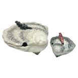 Two Majolica Bordallo Pinheiro style oyster tureens