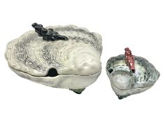 Two Majolica Bordallo Pinheiro style oyster tureens