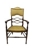 Edwardian inlaid mahogany elbow chair