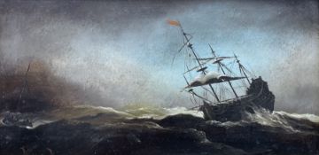 Style of Willem van de Velde the Younger (Dutch 1633-1707): Ship in Storm Conditions