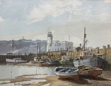 Don Micklethwaite (British 1936-): Scarborough Harbour