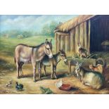 BH Stevenson after Edgar Hunt (British 1876-1953): Donkeys and Goats in the Farmyard