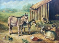 BH Stevenson after Edgar Hunt (British 1876-1953): Donkeys and Goats in the Farmyard