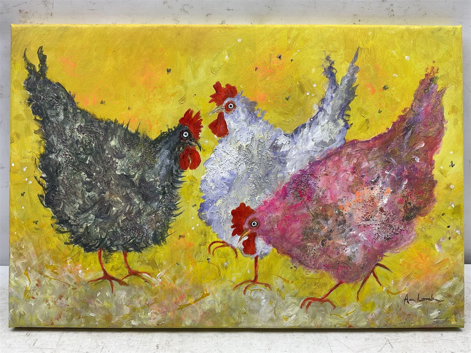 Ann Lamb (British 1955-): 'Three French Hens' - Image 2 of 2
