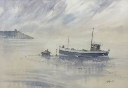 Desmond 'Des' G Sythes (British 1929-2008): 'Scarborough Fishing Boat SH66 Salmon Fishing off the Sp