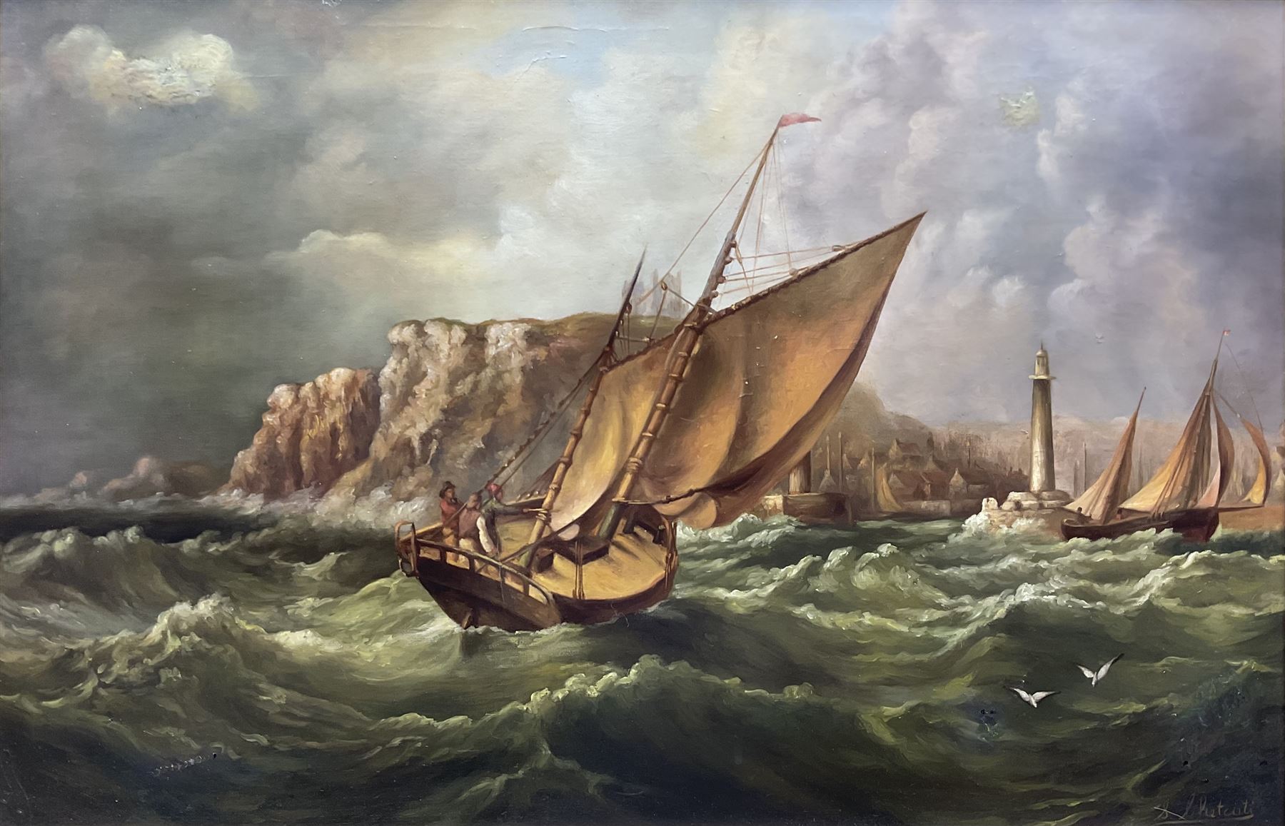 English School (20th century): Strong Winds off Whitby