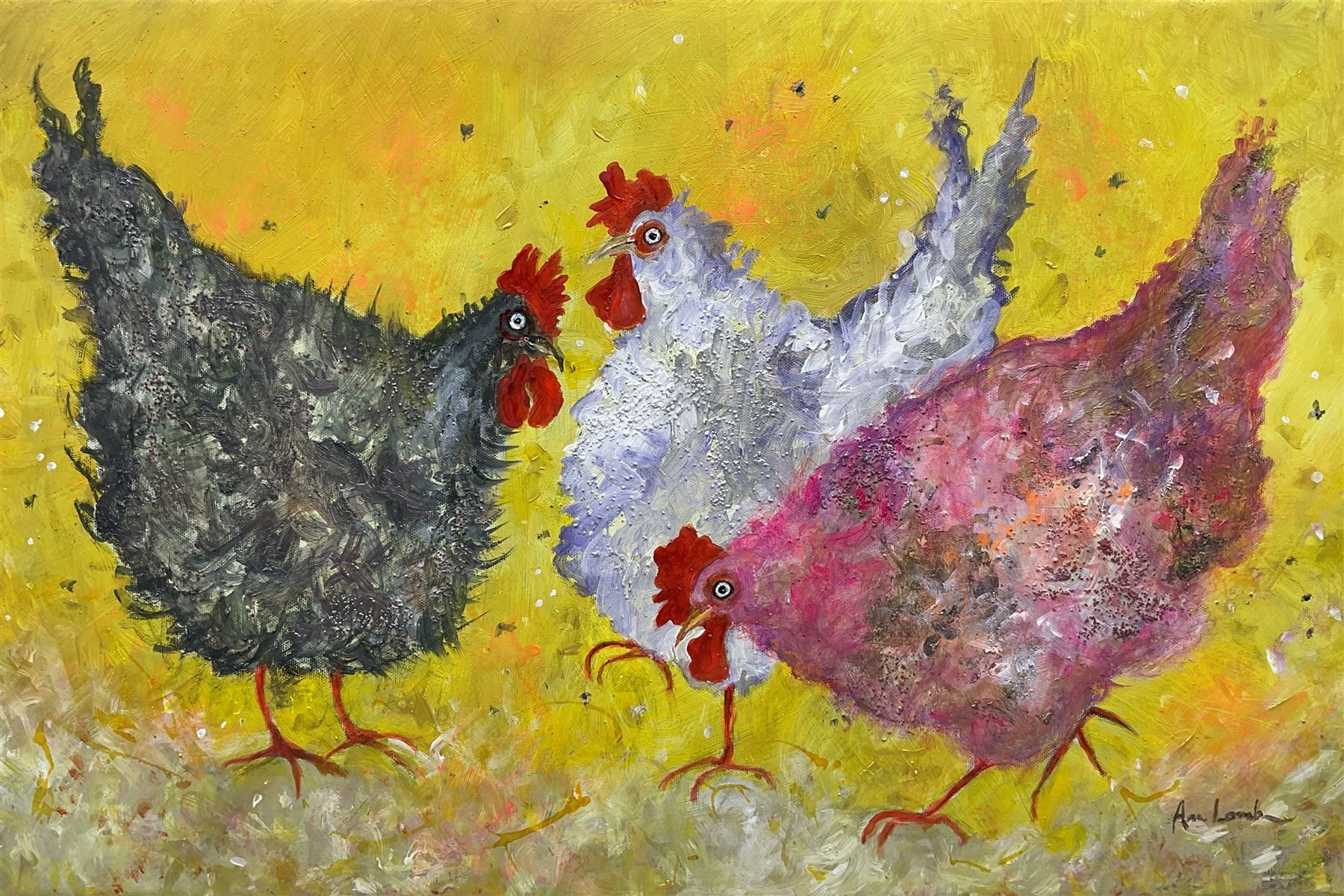 Ann Lamb (British 1955-): 'Three French Hens'