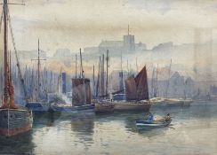 Albert George Strange (British c.1855-1917): Boats in Scarborough Harbour