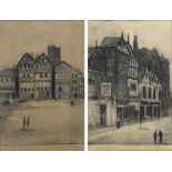 Walter Edwin Law (British 1865-1942): 'Old Millgate' and 'Old Market Street' Manchester