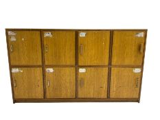 20th century oak bank of lockers