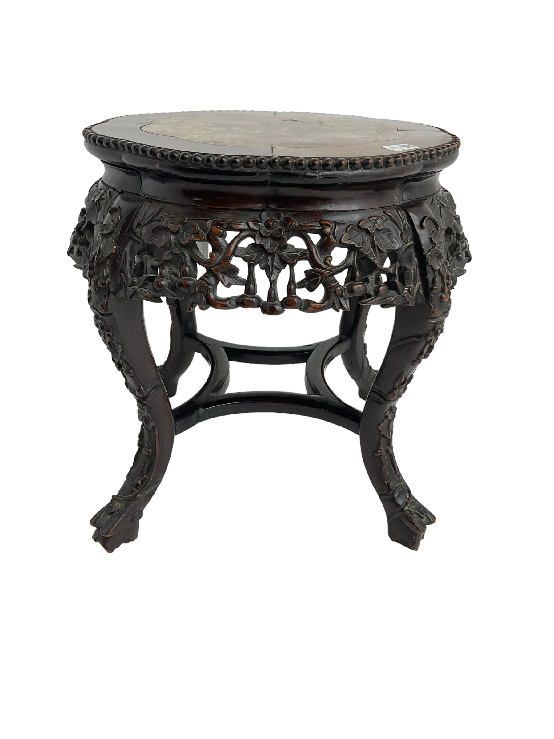Chinese carved hardwood occasional table - Image 4 of 5