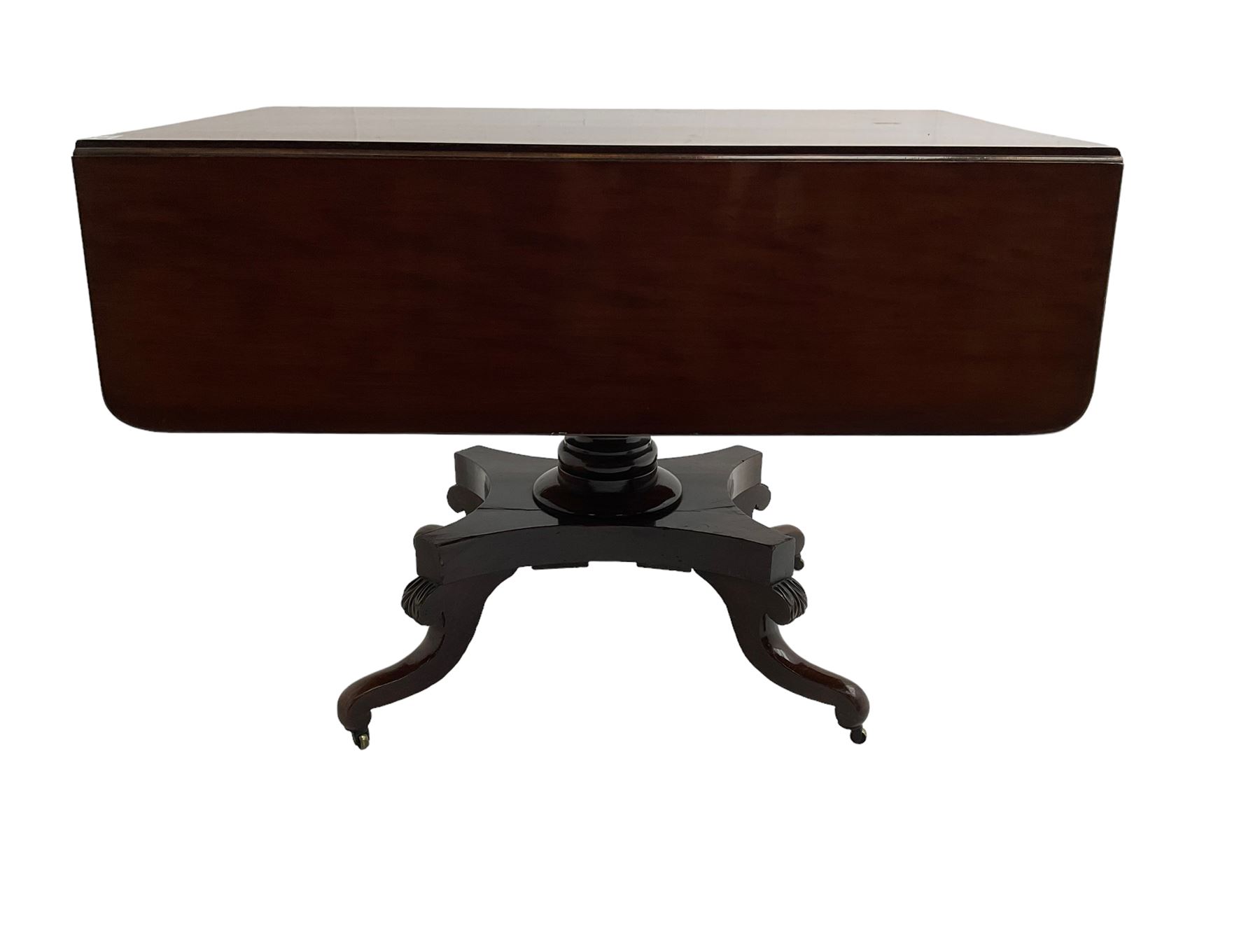 19th century mahogany drop leaf pedestal table - Image 3 of 7