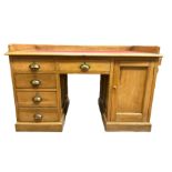 Early 20th century oak 'Headmasters' twin pedestal desk