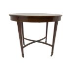 Edwardian inlaid mahogany oval card table