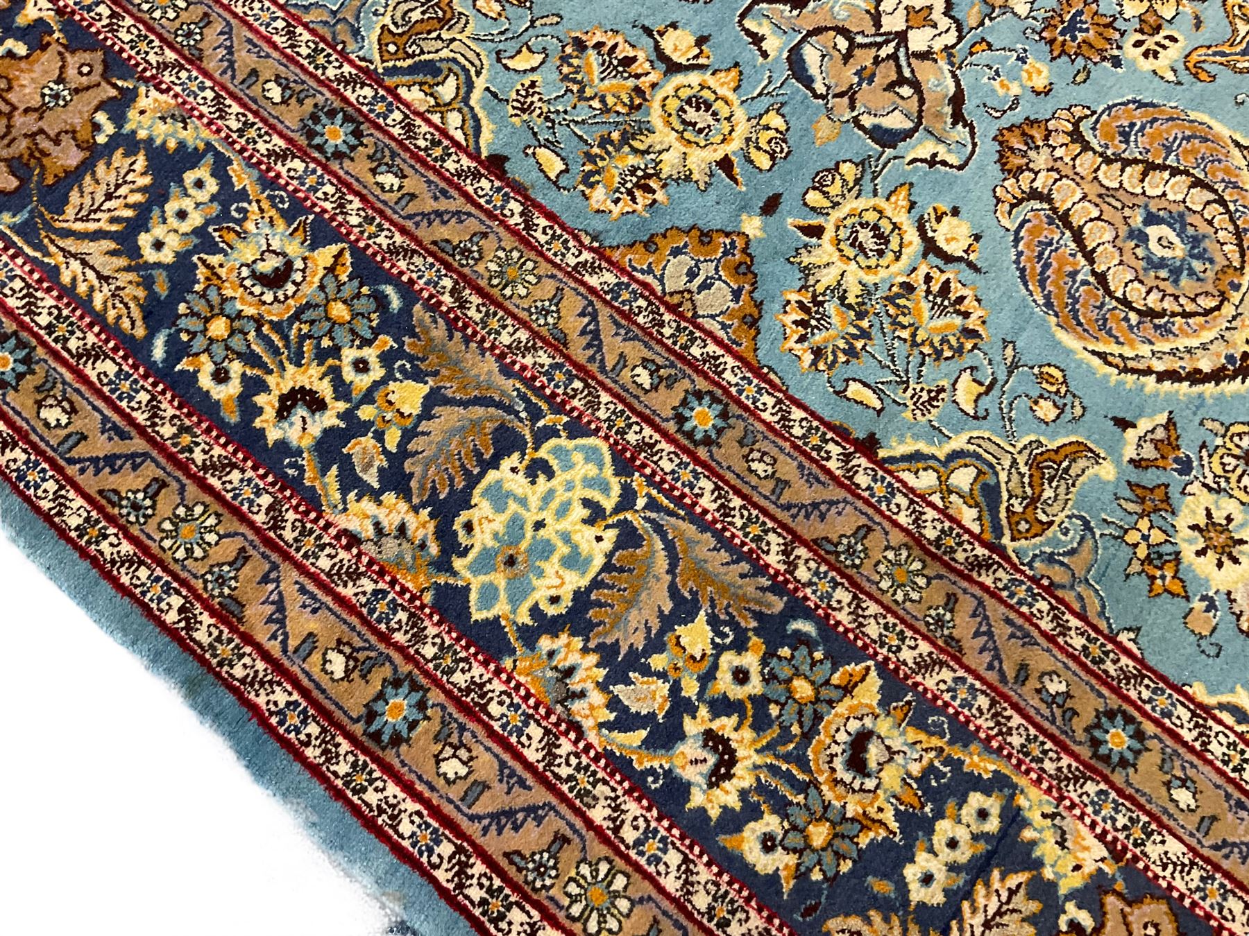 Central Persian Qum pale blue ground rug - Image 3 of 12