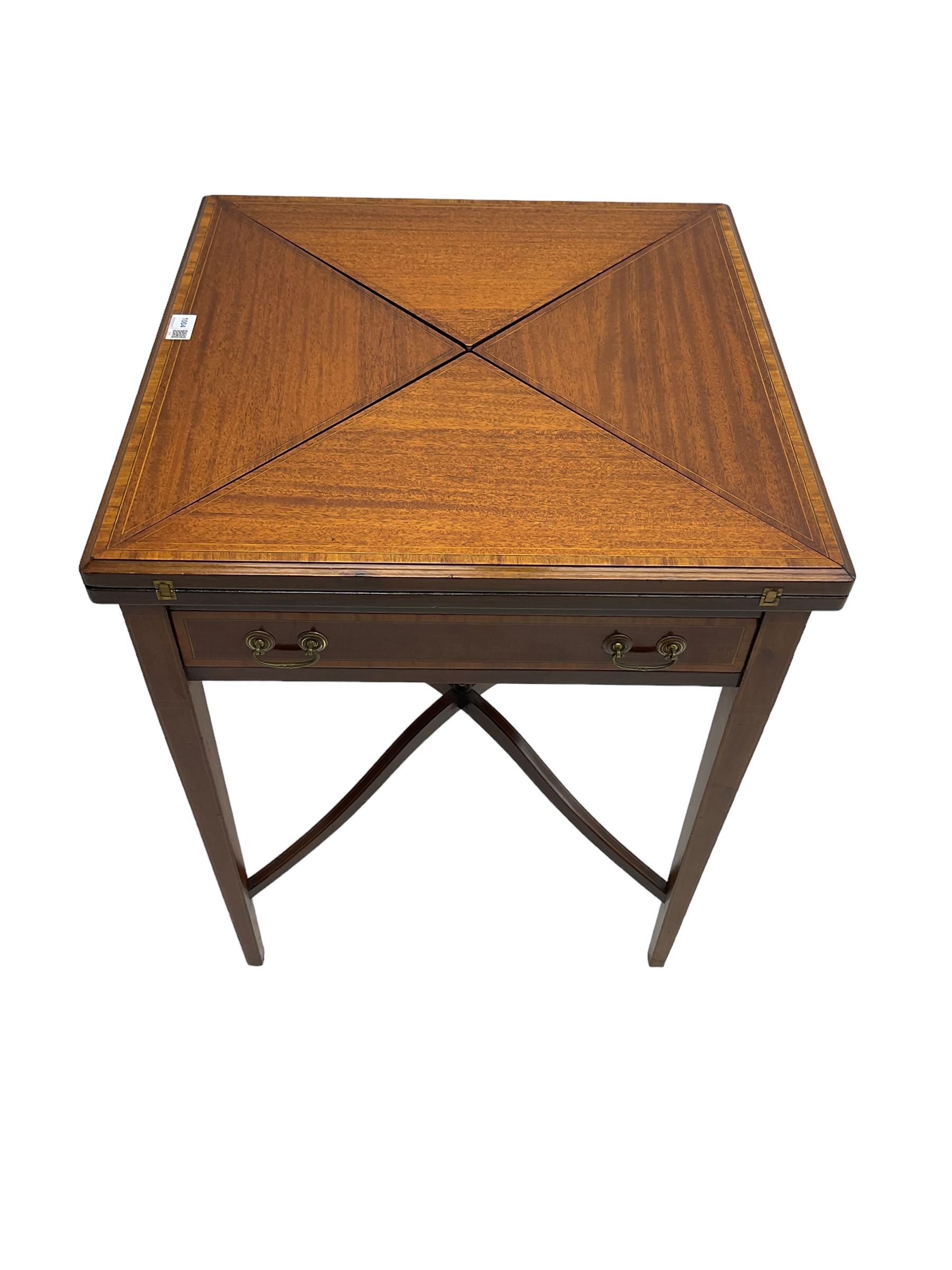 Edwardian mahogany envelope card table - Image 2 of 9