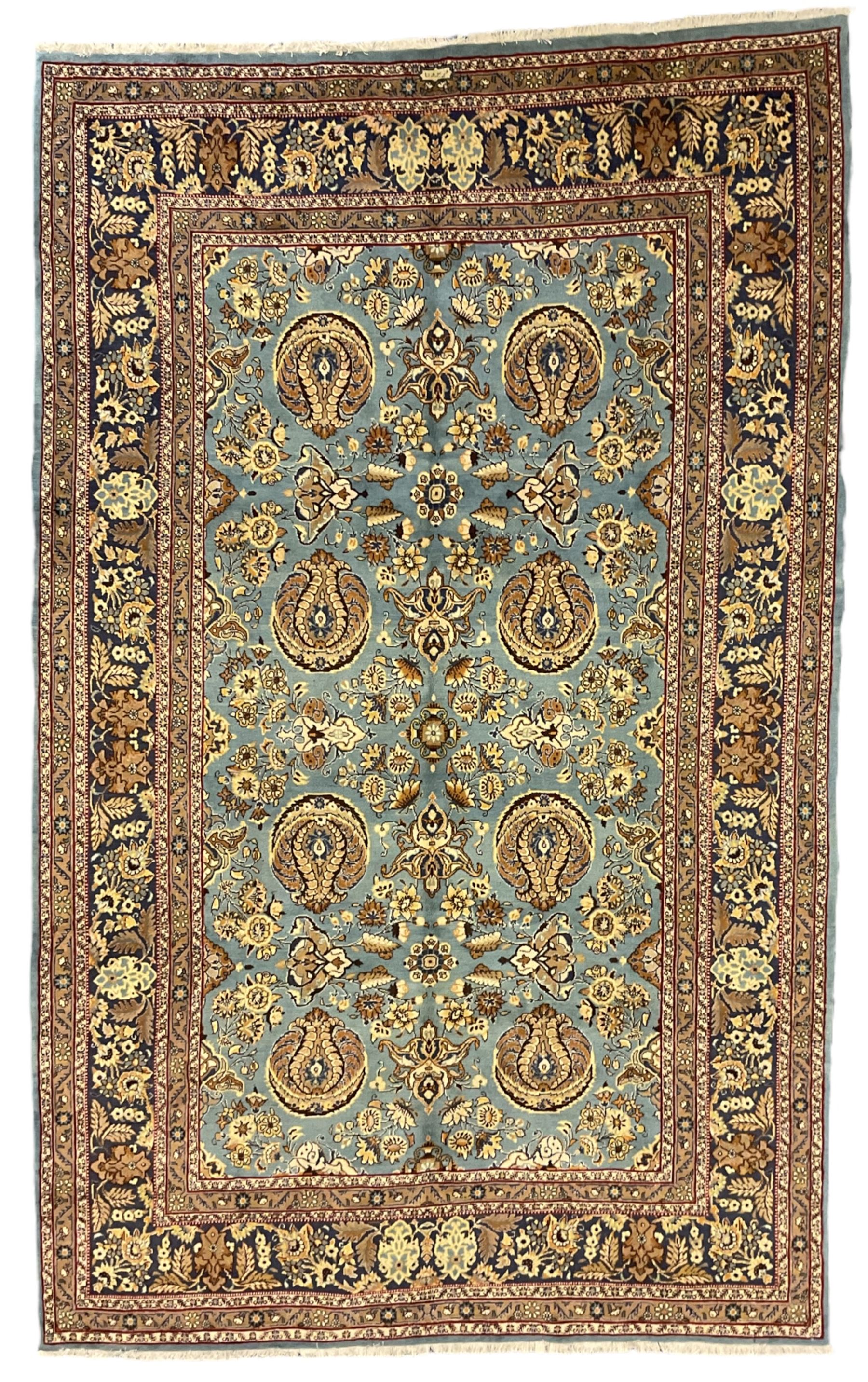 Central Persian Qum pale blue ground rug - Image 6 of 12