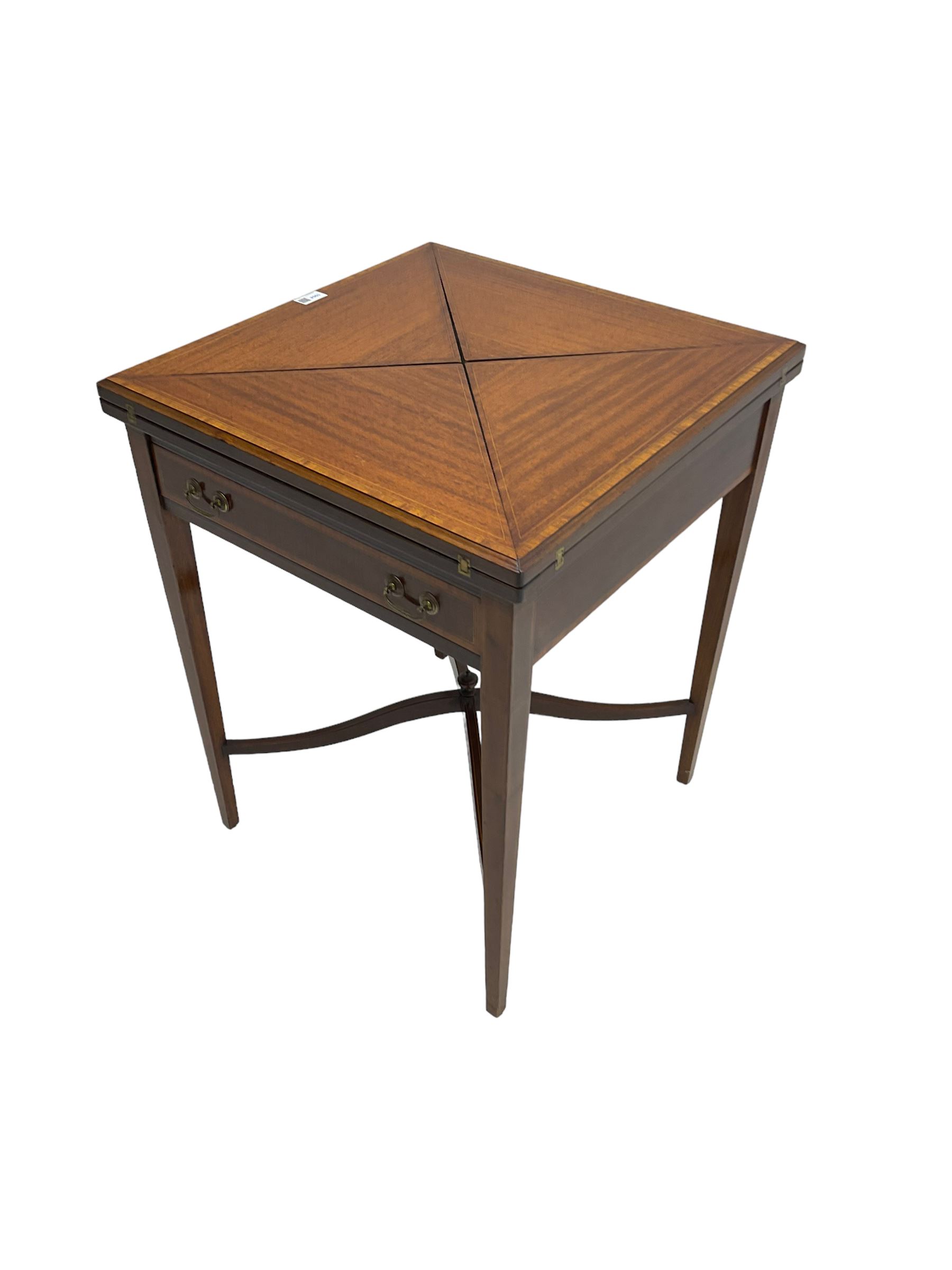 Edwardian mahogany envelope card table - Image 7 of 9