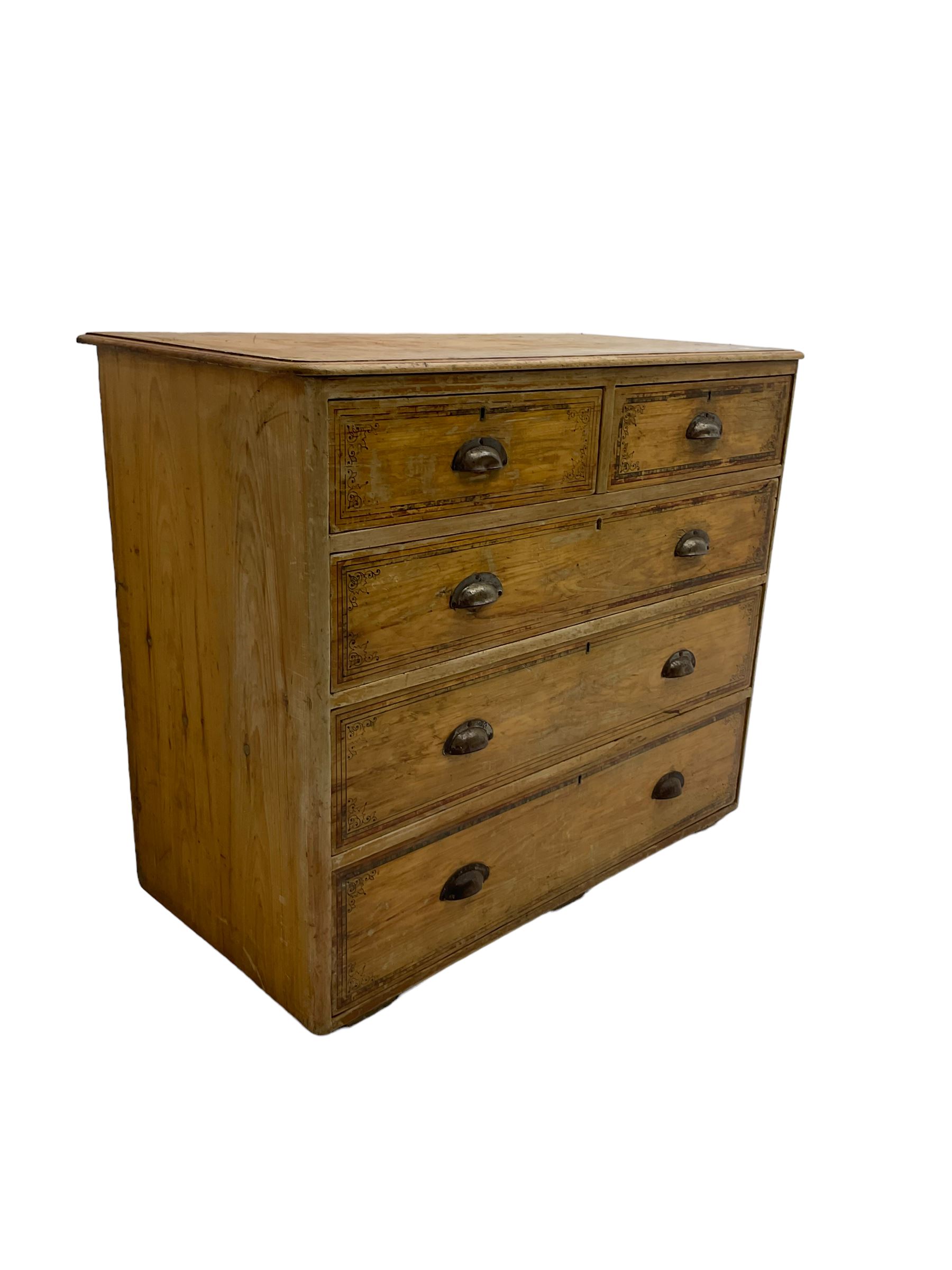 Late 19th century painted pine chest - Image 3 of 6